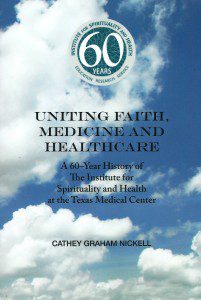 A book cover with clouds and the words " uniting faith, medicine and healthcare ".