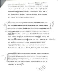 A page of an article with the text written in black ink.
