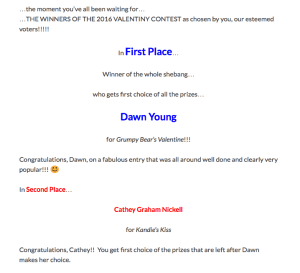A page of the winners of the 2 0 1 4 valentine 's day contest.
